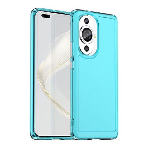 Coque Rebord Contour Silicone et Vitre Transparente Housse Etui J02S pour Huawei Nova 11 Pro Bleu