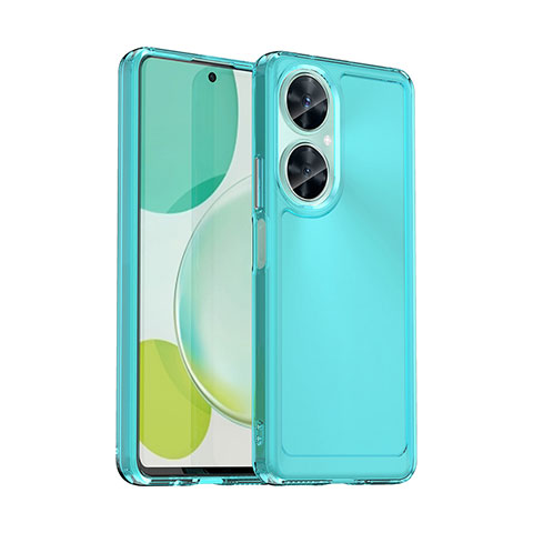 Coque Rebord Contour Silicone et Vitre Transparente Housse Etui J02S pour Huawei Nova 11i Bleu