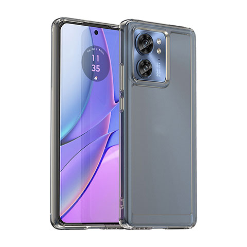 Coque Rebord Contour Silicone et Vitre Transparente Housse Etui J02S pour Motorola Moto Edge 40 5G Gris