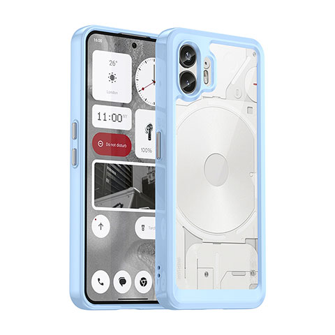 Coque Rebord Contour Silicone et Vitre Transparente Housse Etui J02S pour Nothing Phone 2 Bleu