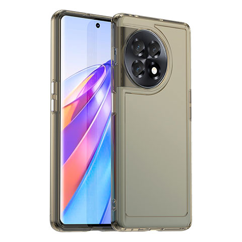 Coque Rebord Contour Silicone et Vitre Transparente Housse Etui J02S pour OnePlus Ace 2 Pro 5G Gris