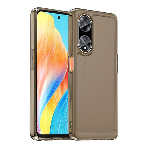 Coque Rebord Contour Silicone et Vitre Transparente Housse Etui J02S pour Oppo A98 5G Gris