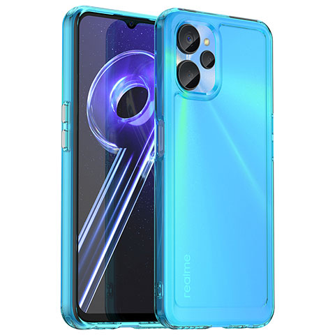 Coque Rebord Contour Silicone et Vitre Transparente Housse Etui J02S pour Realme 10 5G Bleu