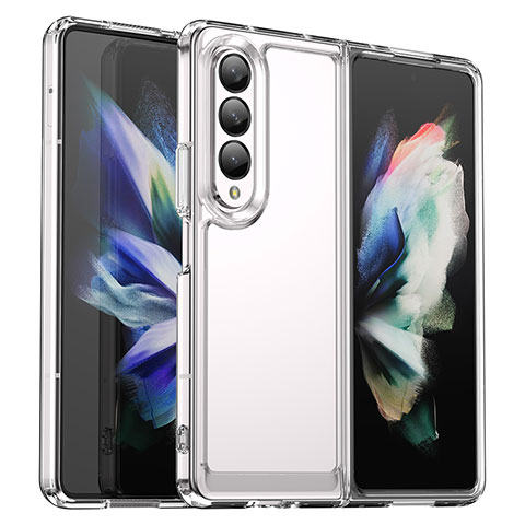 Coque Rebord Contour Silicone et Vitre Transparente Housse Etui J02S pour Samsung Galaxy Z Fold3 5G Clair