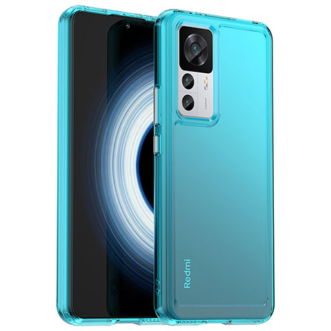 Coque Rebord Contour Silicone et Vitre Transparente Housse Etui J02S pour Xiaomi Mi 12T 5G Bleu