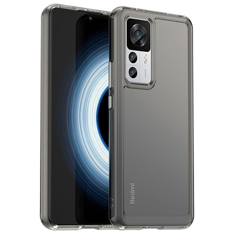 Coque Rebord Contour Silicone et Vitre Transparente Housse Etui J02S pour Xiaomi Mi 12T Pro 5G Gris