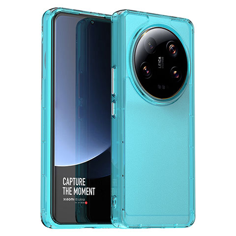 Coque Rebord Contour Silicone et Vitre Transparente Housse Etui J02S pour Xiaomi Mi 13 Ultra 5G Bleu