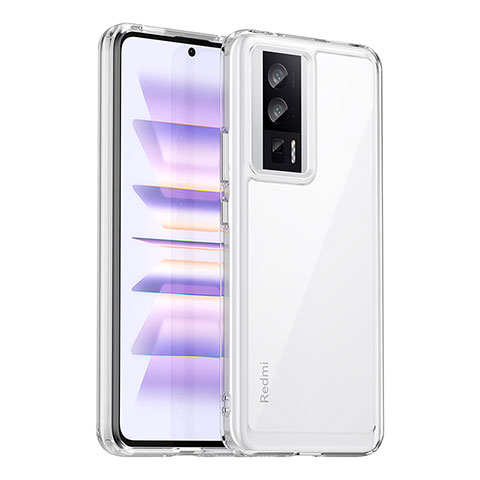 Coque Rebord Contour Silicone et Vitre Transparente Housse Etui J02S pour Xiaomi Poco F5 Pro 5G Clair