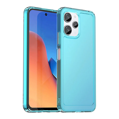 Coque Rebord Contour Silicone et Vitre Transparente Housse Etui J02S pour Xiaomi Poco M6 Pro 5G Bleu