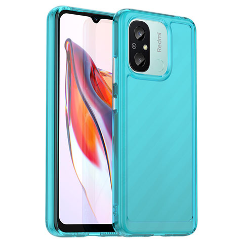 Coque Rebord Contour Silicone et Vitre Transparente Housse Etui J02S pour Xiaomi Redmi 11A 4G Bleu Ciel