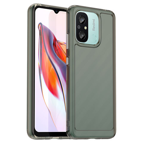 Coque Rebord Contour Silicone et Vitre Transparente Housse Etui J02S pour Xiaomi Redmi 11A 4G Gris Fonce