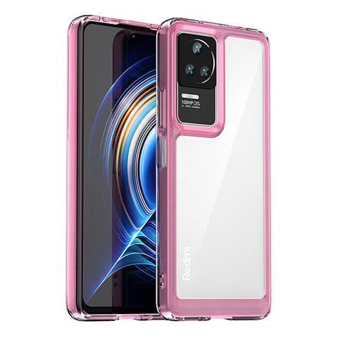 Coque Rebord Contour Silicone et Vitre Transparente Housse Etui J02S pour Xiaomi Redmi K50 Pro 5G Rose