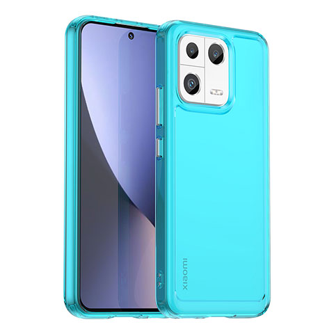 Coque Rebord Contour Silicone et Vitre Transparente Housse Etui J04S pour Xiaomi Mi 13 5G Bleu