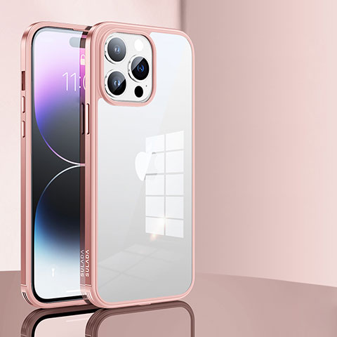 Coque Rebord Contour Silicone et Vitre Transparente Housse Etui LD1 pour Apple iPhone 13 Pro Or Rose