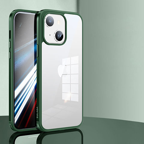 Coque Rebord Contour Silicone et Vitre Transparente Housse Etui LD1 pour Apple iPhone 13 Vert