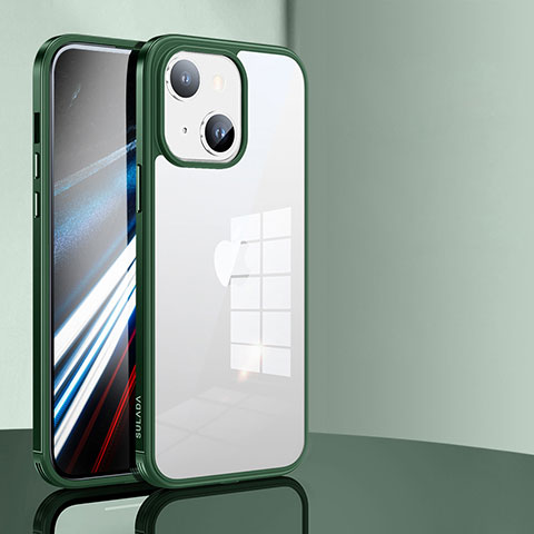 Coque Rebord Contour Silicone et Vitre Transparente Housse Etui LD1 pour Apple iPhone 14 Plus Vert