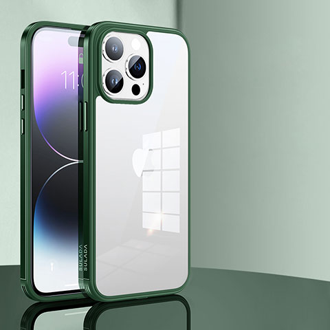 Coque Rebord Contour Silicone et Vitre Transparente Housse Etui LD1 pour Apple iPhone 14 Pro Vert