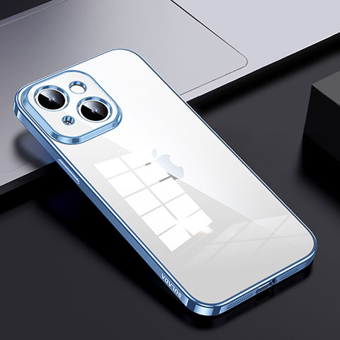 Coque Rebord Contour Silicone et Vitre Transparente Housse Etui LD2 pour Apple iPhone 13 Bleu Ciel