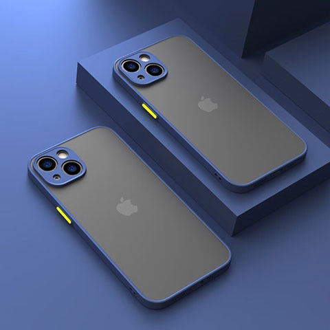 Coque Rebord Contour Silicone et Vitre Transparente Housse Etui LS1 pour Apple iPhone 14 Bleu