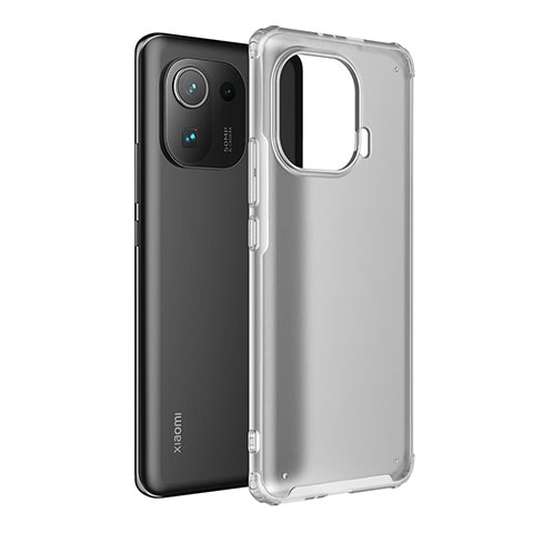 Coque Rebord Contour Silicone et Vitre Transparente Housse Etui M01 pour Xiaomi Mi 11 Pro 5G Clair