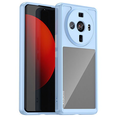 Coque Rebord Contour Silicone et Vitre Transparente Housse Etui M01 pour Xiaomi Mi 12S Ultra 5G Bleu Ciel