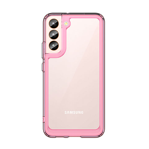 Coque Rebord Contour Silicone et Vitre Transparente Housse Etui M03 pour Samsung Galaxy S21 Plus 5G Or Rose