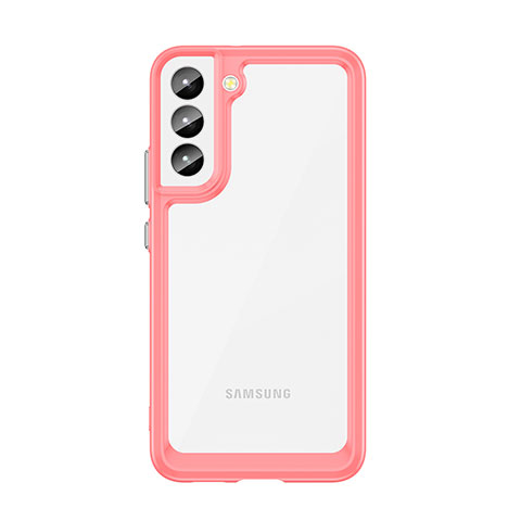 Coque Rebord Contour Silicone et Vitre Transparente Housse Etui M03 pour Samsung Galaxy S21 Plus 5G Rouge