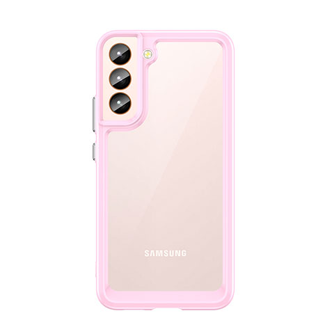 Coque Rebord Contour Silicone et Vitre Transparente Housse Etui M03 pour Samsung Galaxy S22 Plus 5G Rose