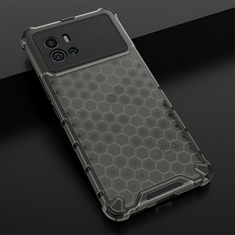 Coque Rebord Contour Silicone et Vitre Transparente Housse Etui M05 pour Vivo iQOO 9 5G Noir