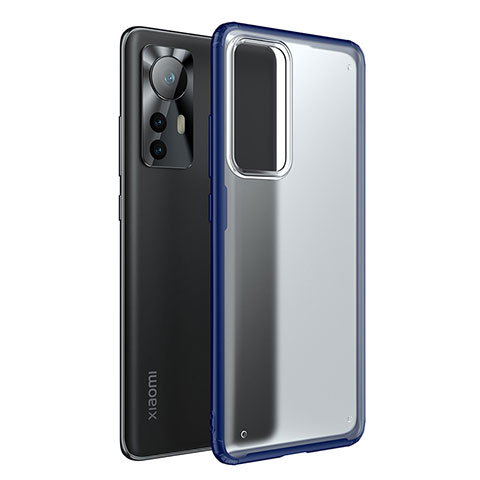 Coque Rebord Contour Silicone et Vitre Transparente Housse Etui M05 pour Xiaomi Mi 12 Pro 5G Bleu