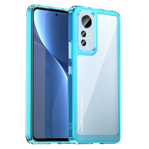 Coque Rebord Contour Silicone et Vitre Transparente Housse Etui M06 pour Xiaomi Mi 12 Lite 5G Bleu Ciel