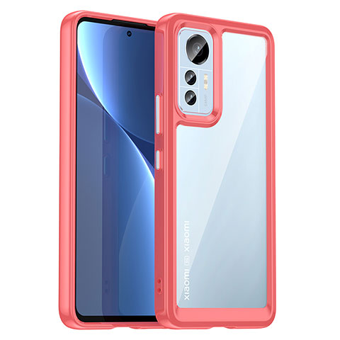 Coque Rebord Contour Silicone et Vitre Transparente Housse Etui M06 pour Xiaomi Mi 12S 5G Rouge