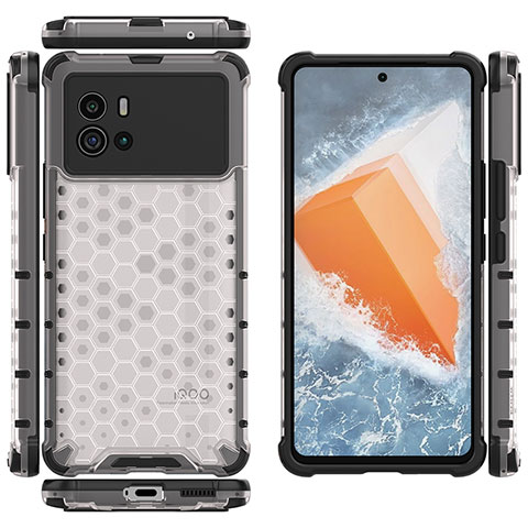 Coque Rebord Contour Silicone et Vitre Transparente Housse Etui M07 pour Vivo iQOO 9 5G Blanc