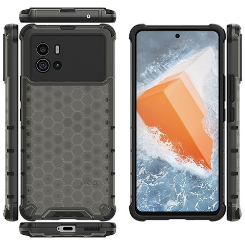 Coque Rebord Contour Silicone et Vitre Transparente Housse Etui M07 pour Vivo iQOO 9 Pro 5G Noir