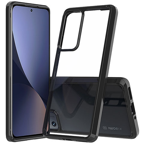 Coque Rebord Contour Silicone et Vitre Transparente Housse Etui M07 pour Xiaomi Mi 12X 5G Noir