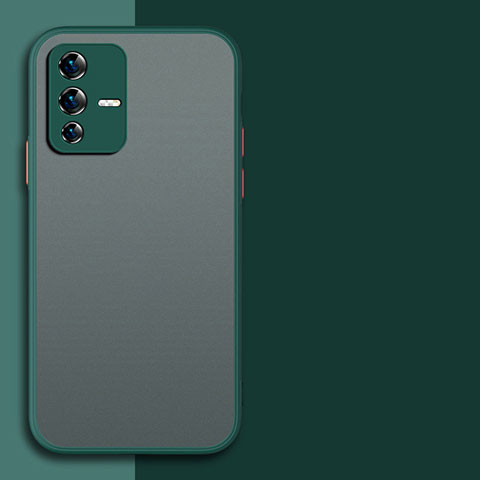 Coque Rebord Contour Silicone et Vitre Transparente Housse Etui P01 pour Vivo V23 Pro 5G Vert Nuit