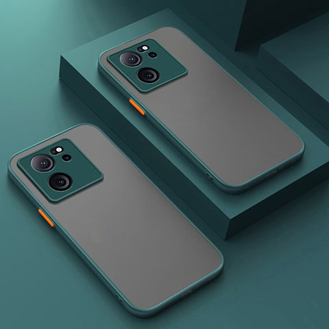 Coque Rebord Contour Silicone et Vitre Transparente Housse Etui P01 pour Xiaomi Mi 13T Pro 5G Vert Nuit