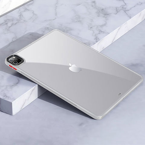 Coque Rebord Contour Silicone et Vitre Transparente Housse Etui pour Apple iPad Pro 11 (2021) Blanc