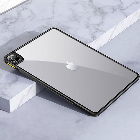 Coque Rebord Contour Silicone et Vitre Transparente Housse Etui pour Apple iPad Pro 12.9 (2022) Noir