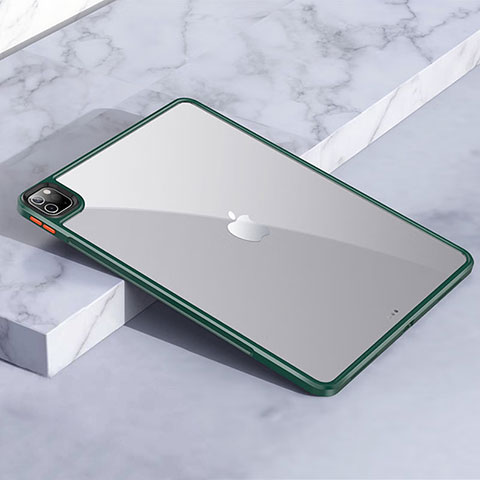 Coque Rebord Contour Silicone et Vitre Transparente Housse Etui pour Apple iPad Pro 12.9 (2022) Vert