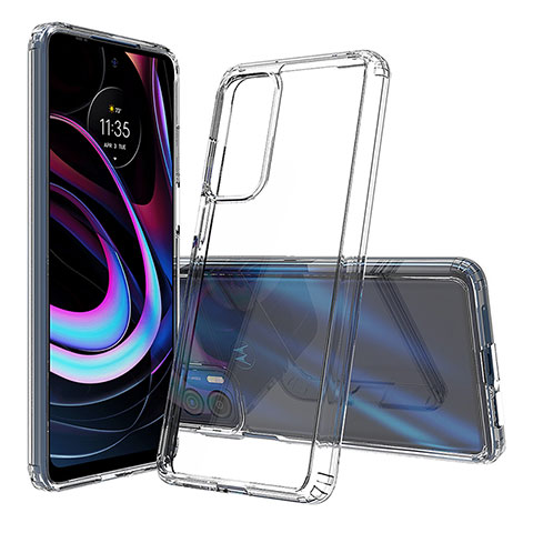 Coque Rebord Contour Silicone et Vitre Transparente Housse Etui pour Motorola Moto Edge (2021) 5G Clair