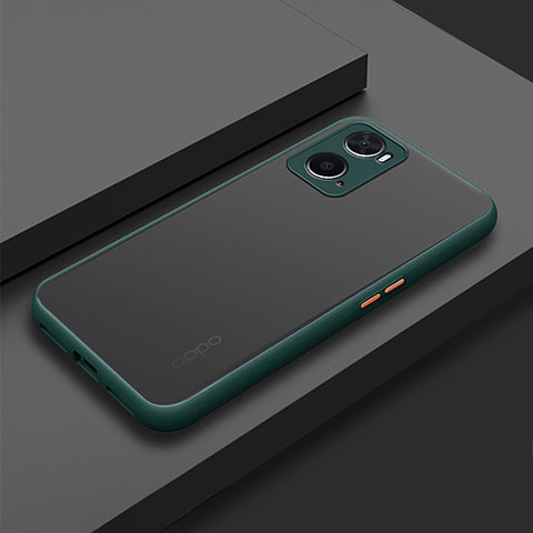 Coque Rebord Contour Silicone et Vitre Transparente Housse Etui pour Oppo A76 Vert Nuit