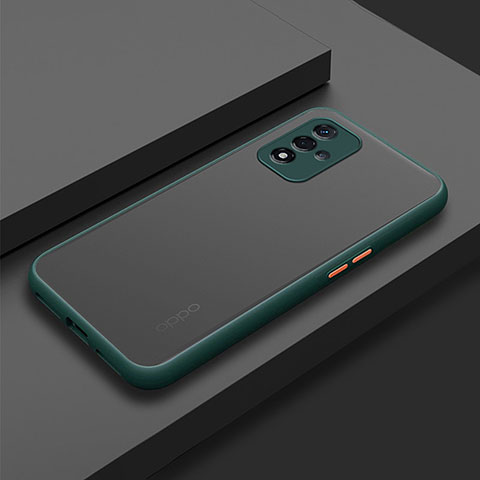 Coque Rebord Contour Silicone et Vitre Transparente Housse Etui pour Oppo A93s 5G Vert Nuit