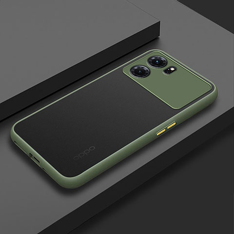 Coque Rebord Contour Silicone et Vitre Transparente Housse Etui pour Oppo K10 5G Vert Armee