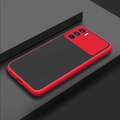 Coque Rebord Contour Silicone et Vitre Transparente Housse Etui pour Oppo K9 Pro 5G Rouge