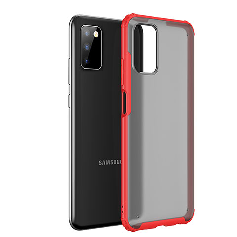 Coque Rebord Contour Silicone et Vitre Transparente Housse Etui pour Samsung Galaxy A02s Rouge