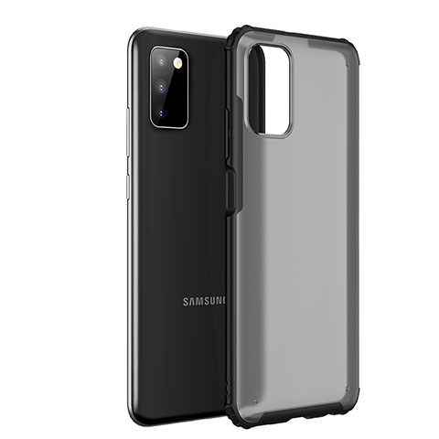 Coque Rebord Contour Silicone et Vitre Transparente Housse Etui pour Samsung Galaxy A03s Noir