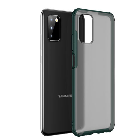 Coque Rebord Contour Silicone et Vitre Transparente Housse Etui pour Samsung Galaxy A03s Vert