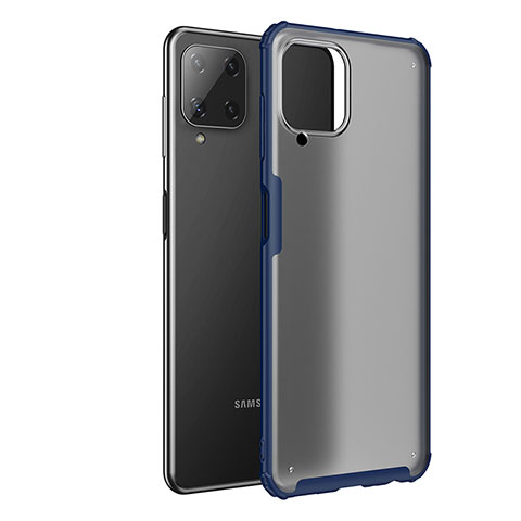 Coque Rebord Contour Silicone et Vitre Transparente Housse Etui pour Samsung Galaxy A22 4G Bleu