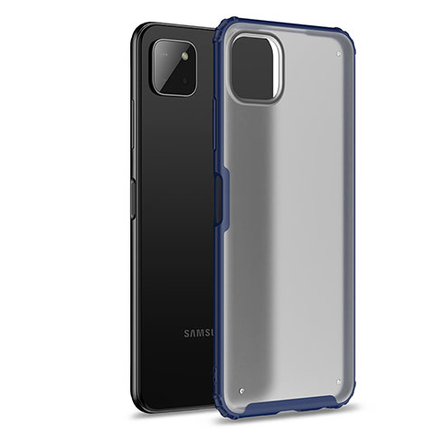 Coque Rebord Contour Silicone et Vitre Transparente Housse Etui pour Samsung Galaxy A22 5G Bleu
